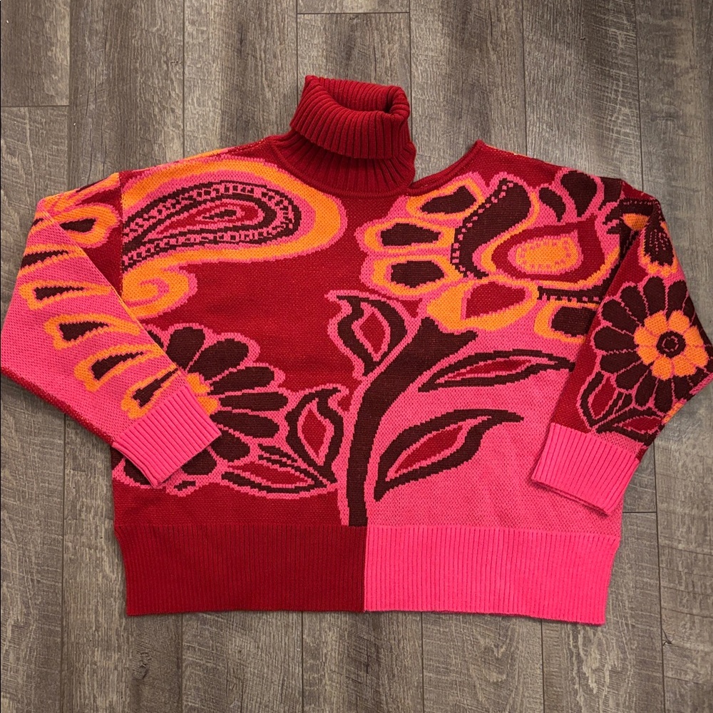 Farm Rio Floral Knit Botanical Print Sweater - Picture 3 of 5